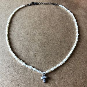 Pearl Necklace with Sterling Silver Cross